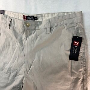 Chaps Mens Flat Front Cotton Twill Shorts Stone Beige Size 36 23100RR